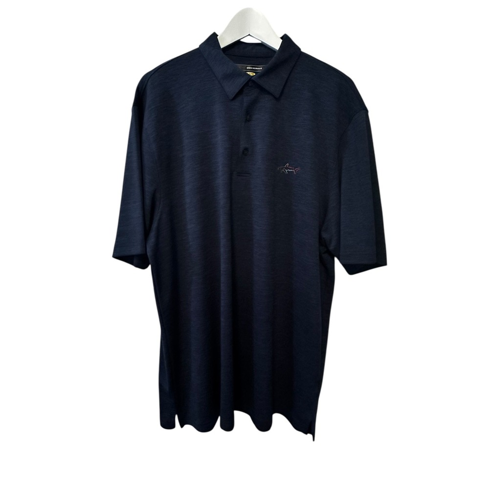 Greg Norman Play‎ Dry Mens XL Blue Heather Golf Polo Shirt Shark Logo